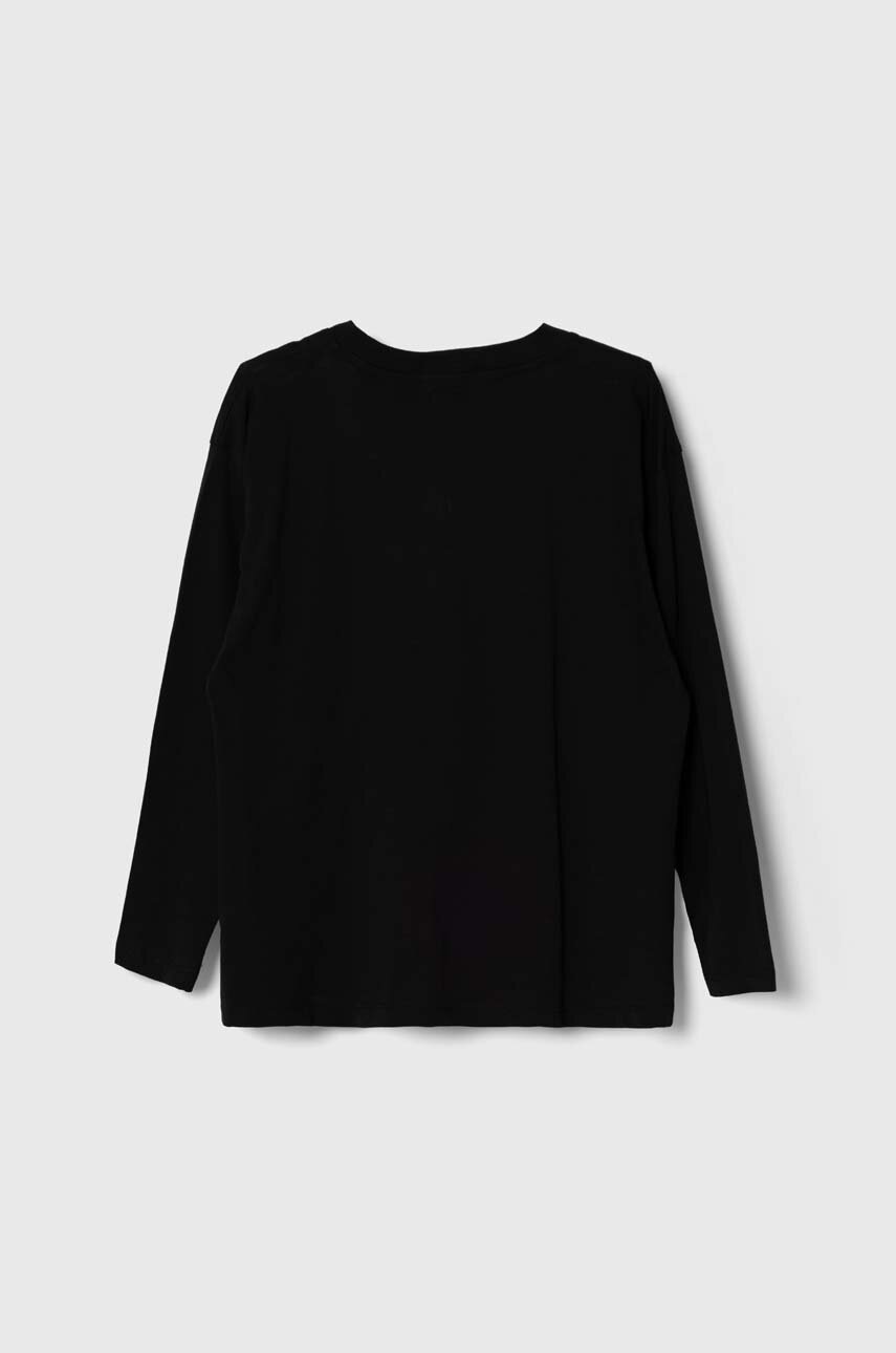 Хлопковый детский лонгслив Calvin Klein Jeans цвет чёрный с принтом